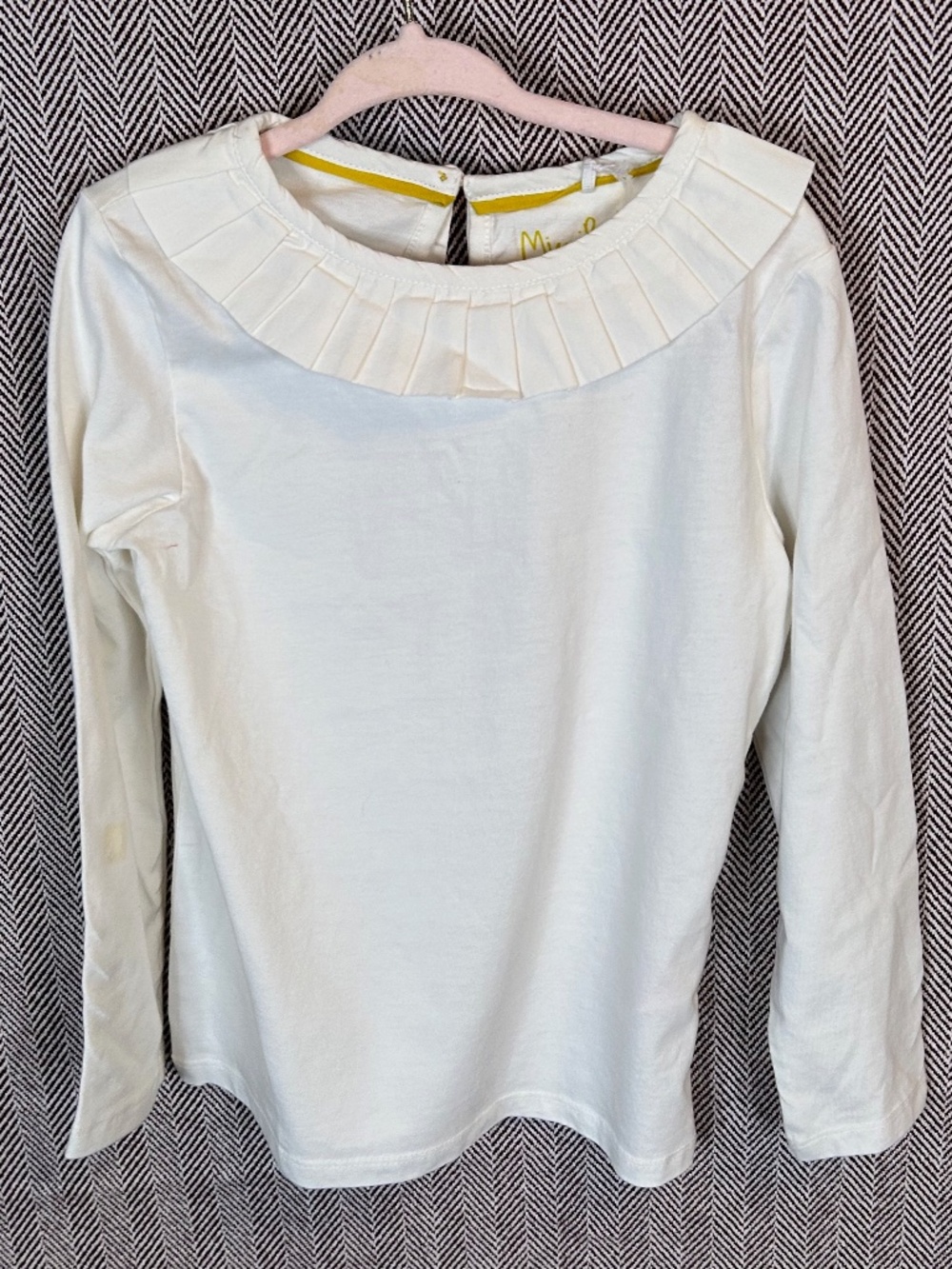 Boden Ruffled Collar Cream Cotton Shirt NWT